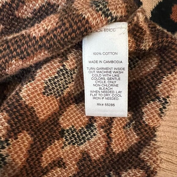 Express Animal Print Sweater S Womens Tan Black Brown Pullover Size Small Petite - Picture 10 of 10